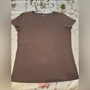 🤎🤎Liz Claiborne brown  Cotton blouse size M 🤎🤎drawer(4)